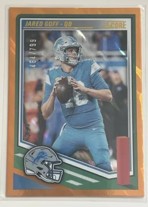 JARED GOFF 2025 PANINI SCORE 154 LAVA /799 front