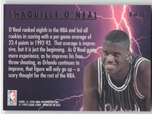 1993 Fleer Ultra Scoring Kings Shaquille O'Neal #8 back