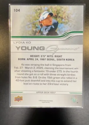 2026 Upper Deck Golf Lydia Ko Young Guns Rookie Deluxe /250 #104 back