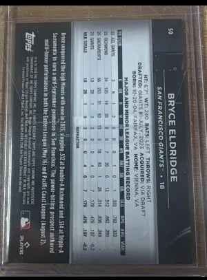 Bryce Eldridge 2026 Topps Chrome Black #50 Refractor /199 SF Giants . back