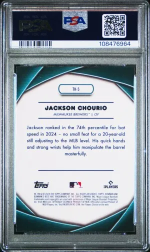Jackson Chourio 2024 Bowman's Best Shots By The Kid Mini Diamond RC PSA10 GEM MT back