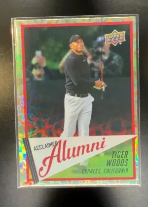 2026 Upper Deck Golf Tiger Woods Acclaimed Alumni Gold #AL-1 front