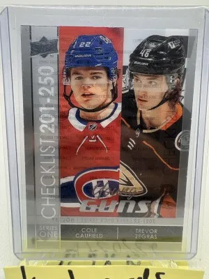 2021 Upper Deck Young Guns Clear Cut Cole Caufield Trevor Zegras #250 Rookie front