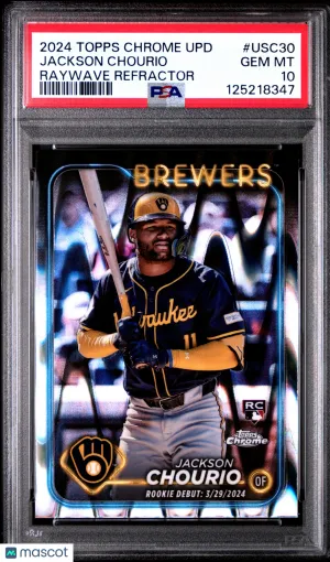 Jackson Chourio 2024 Topps Chrome Update #USC30 Raywave Refractor PSA10 GEM MT front