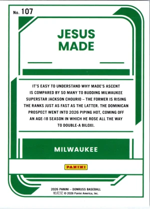 2026 Donruss #107 Jesus Made back
