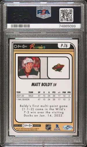 Matt Boldy OPC Premier Rookie back
