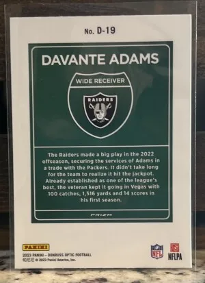 2023 Panini Donruss Optic Downtown Davante Adams Prizm #D-19 back