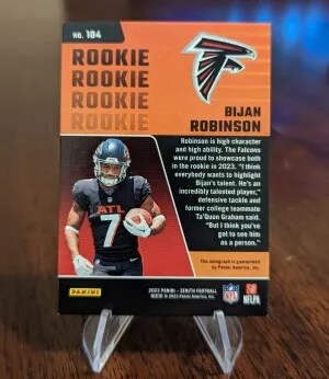 Bijan Robinson Zenith Gold Artist Proof Rookie Auto /10 back