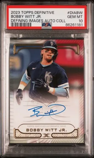 2023 Topps Definitive Collection Defining Images Autograph Collection Bobby Witt Jr. PSA 10 front