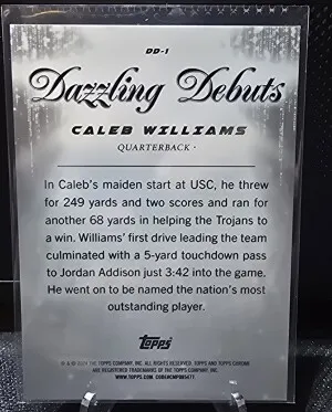 2024 Topps Chrome Dazzling Debuts Caleb Williams back