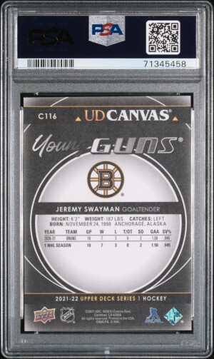 2021-2022 Upper Deck Ud Canvas Jeremy Swayman Ud Canvas-Black back