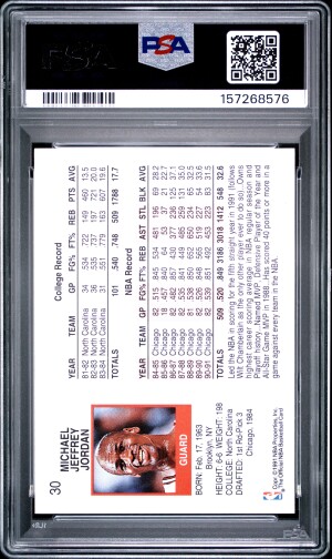 1991 Hoops Michael Jordan #30 PSA 8 back