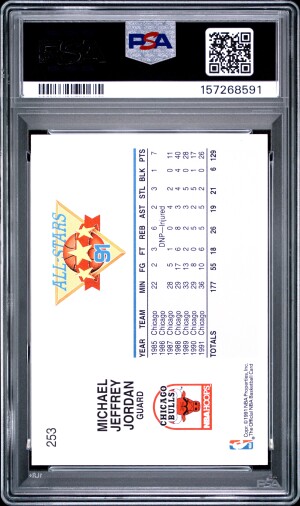 1991 Hoops Michael Jordan #253 All Star PSA 7 back