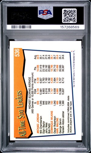 1991 Hoops Michael Jordan #536 PSA 9 back