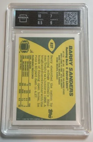 BARRY SANDERS 1989 TOPPS TRADED 83T (ROOKIE) back