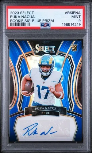 2023 Panini Select Rookie Signatures Puka Nacua Rookie Sig-Blue Prizm front