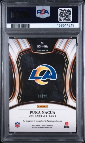 2023 Panini Select Rookie Signatures Puka Nacua Rookie Sig-Blue Prizm back