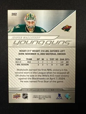 2024-25 Upper Deck Jesper Wallstedt Young Guns Deluxe /250 back