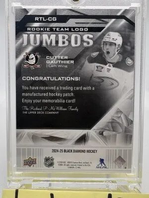 2024-25 Upper Deck Black Diamond Rookie Team Logo Jumbos Cutter Gauthier back
