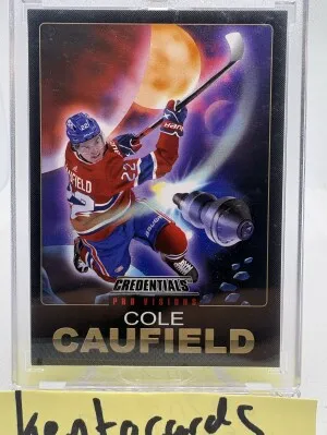 2021-22 Upper Deck Credentials Pro Visions #9 Cole Caufield Rookie SSP Case Hit front