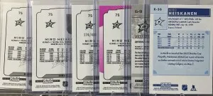 Miro Heiskanen 2022-23 O-Pee-Che Platinum Lot Rainbow Sunset Matt Pink Hot Magma 174/499 Retro Galvanized back