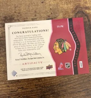 Patrick Kane Artifacts 3 Color/Stick Mem /10 back