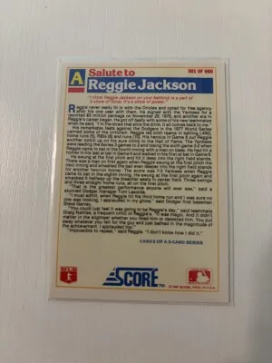 Reggie Jackson, 1988 Score back