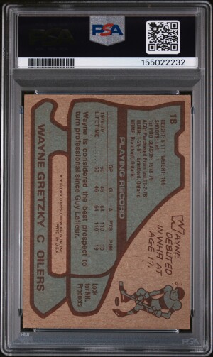 1979 Topps Wayne Gretzky Rookie PSA Authentic back