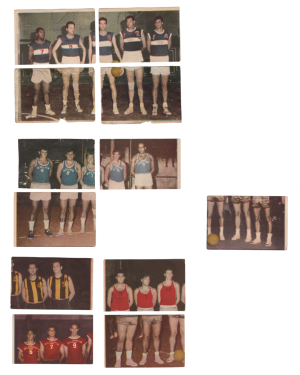 Lot of 12 basketball team cards from the 1964 Adventuras Del Zorro Album (Uruguay) front