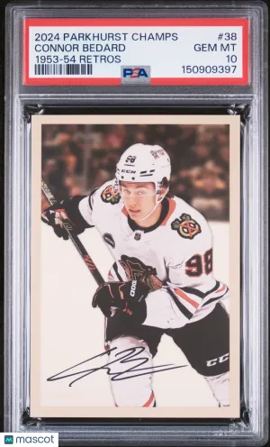 2024 Upper Deck Parkhurst Champions 1953-54 Retros Connor Bedard #38 PSA 10 front