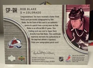 2005-06 The Cup Rob Blake Signature Patch back