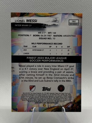 2024 Topps Finest Mls Lionel Messi Green /99 back