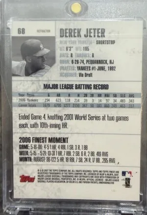 2007 Topps Finest Derek Jeter Refractor back