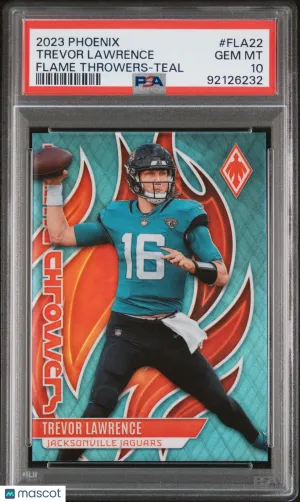 2023 Panini Phoenix Flame Throwers Trevor Lawrence #FLA22 Teal PSA 10 front