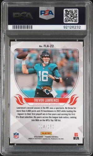 2023 Panini Phoenix Flame Throwers Trevor Lawrence #FLA22 Teal PSA 10 back