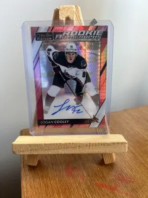 2023-24 O-Pee-Chee Platinum Logan Cooley Red Prism Auto #R-CO (24/30) front