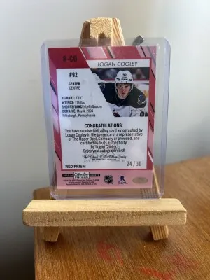 2023-24 O-Pee-Chee Platinum Logan Cooley Red Prism Auto #R-CO (24/30) back