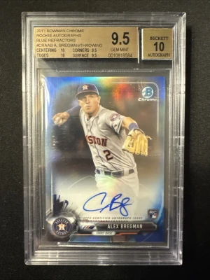 2017 Bowman Chrome Alex Bregman BLUE Rookie Refractor Auto RC #/125 BGS 9.5 front