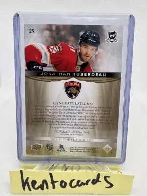 2021-22 The Cup JONATHAN HUBERDEAU "Auto/Patch Gold" #'d/8 PANTHERS back