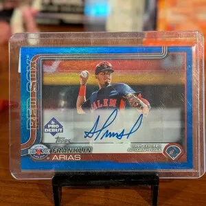Franklin Arias 2025 Topps Pro Debut Blue Foil Auto /150 PD-138 front