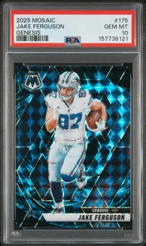 2025 Panini Mosaic Jake Ferguson Genesis SSP PSA 10 front