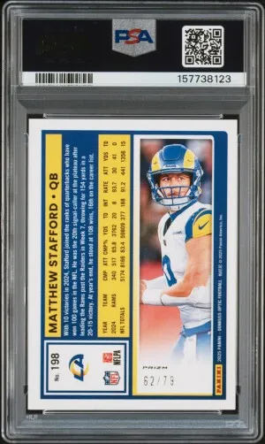2025 Panini Donruss Optic Matthew Stafford Orange Scope /79 PSA 10 back