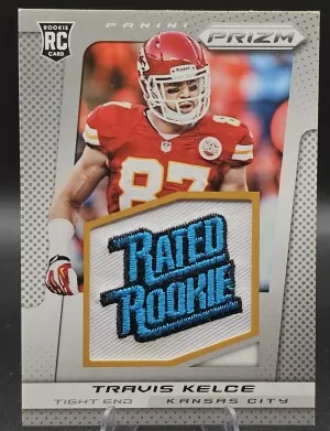 2013 Prizm RC Travis Kelce Rated Rookie Patch front