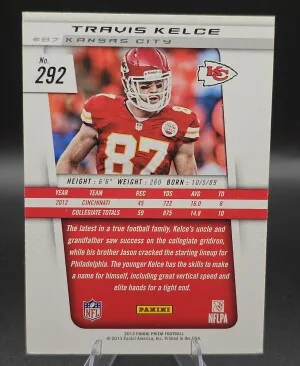 2013 Prizm RC Travis Kelce Rated Rookie Patch back