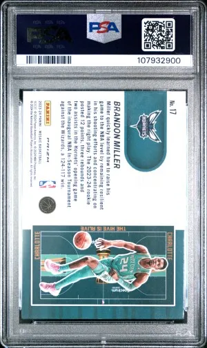 2023 Panini Mosaic NBA In-Season Tournament Brandon Miller #17 PSA 10 back