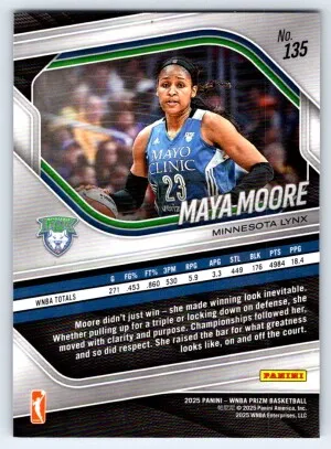 2025 Panini Prizm WNBA Maya Moore #135 back