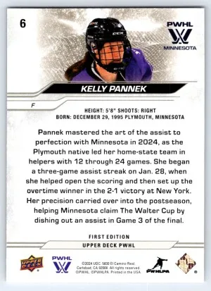 2024 Upper Deck PWHL First Edition Kelly Pannek #6 back