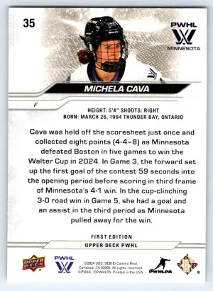 2024 Upper Deck PWHL First Edition Michela Cava #35 back