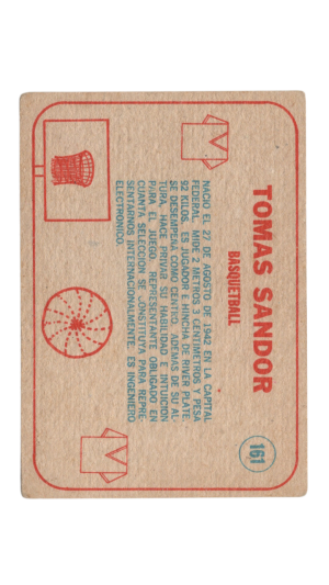 1967 Crack Figuritas Sport #161 Tomas Sandor Basketball Card from Argentina back