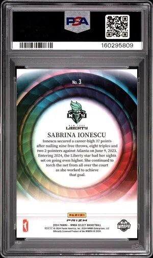 2024 Panini Select WNBA Color Wheel Sabrina Ionescu #3 PSA 10 back